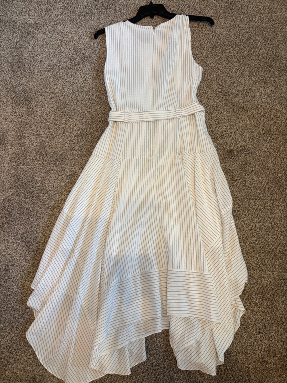 Sleeveless White Pinstripe Midi Dress - Picture 2 of 9